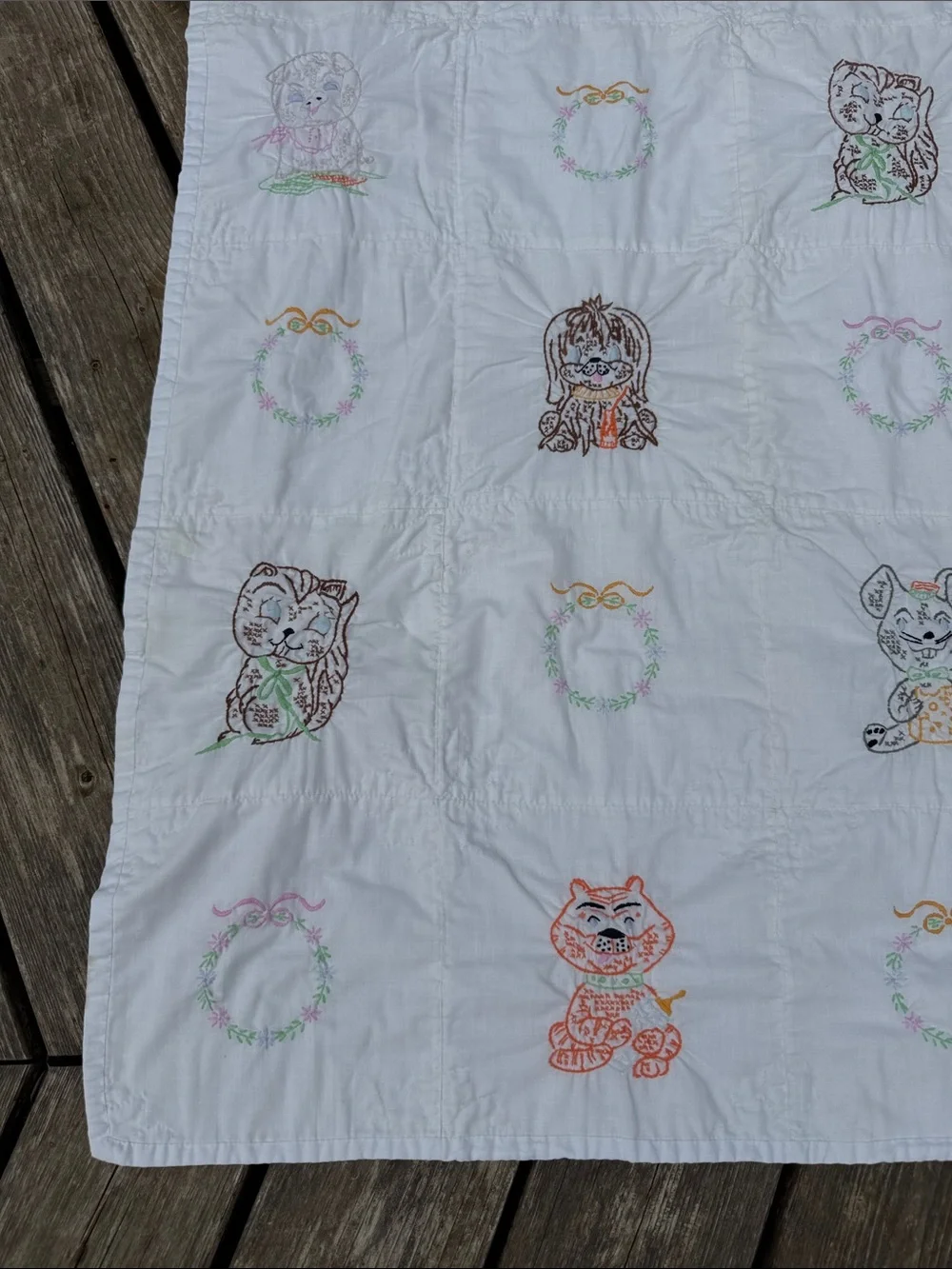 Vintage embroidered baby blanket
